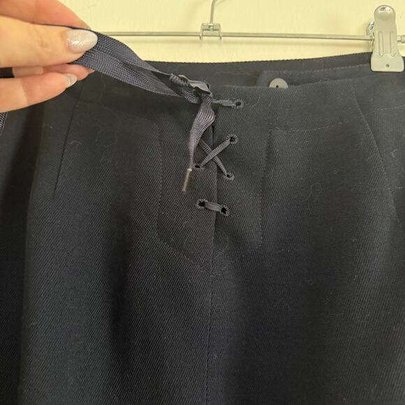 90s Vintage LAUREN RALPH LAUREN Made in USA Navy Wool Midi/Maxi Skirt 12 P - Picture 5 of 9